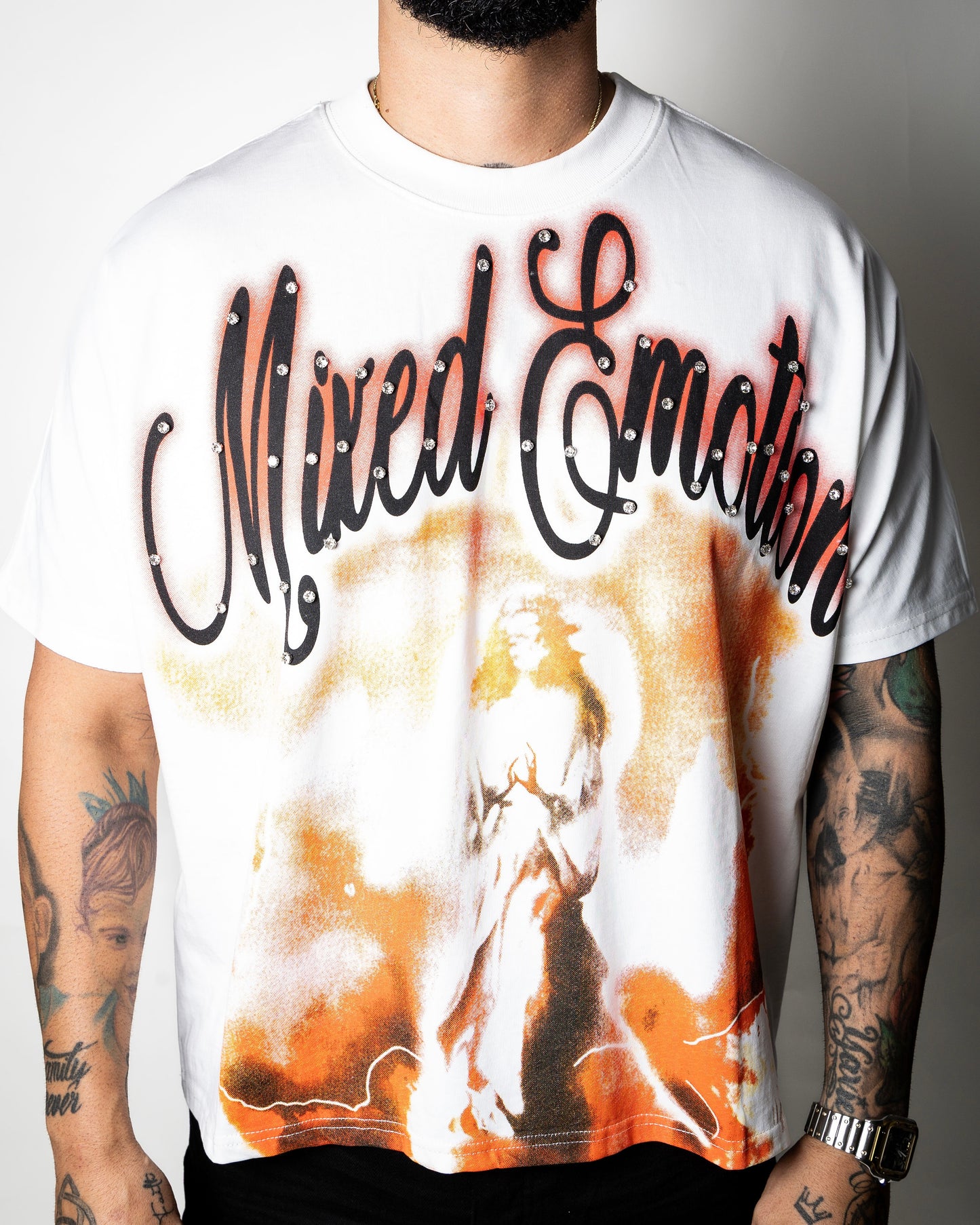 Mixed Emotion Red “Rhinestone” Cropped Shirt