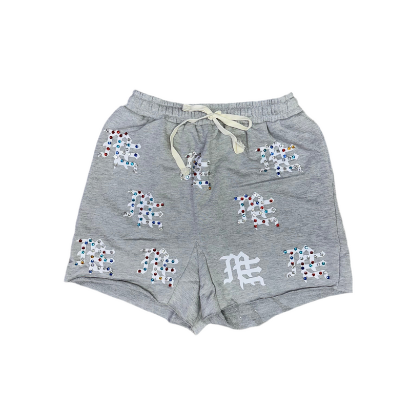 Mixed Emotion Gray Short Colors Rhinestone