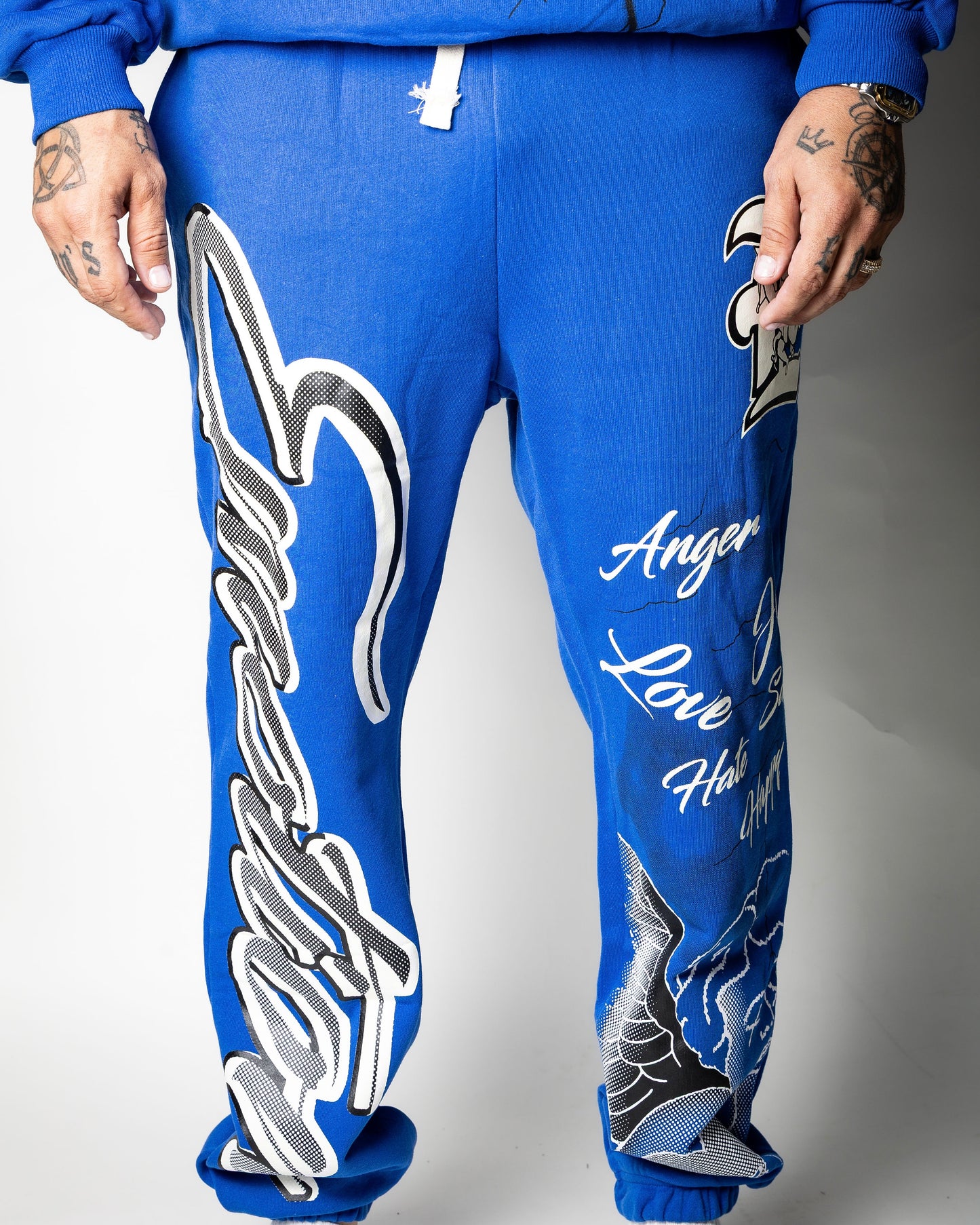 Mixed Emotion Sweaterpants Blue “ Love, Joy, Hate ”