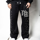 Mixed Emotion black End Pearl Rhinestone sweatpants