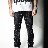 VICIOUS Black Embellished Rhinestone Stack Denim