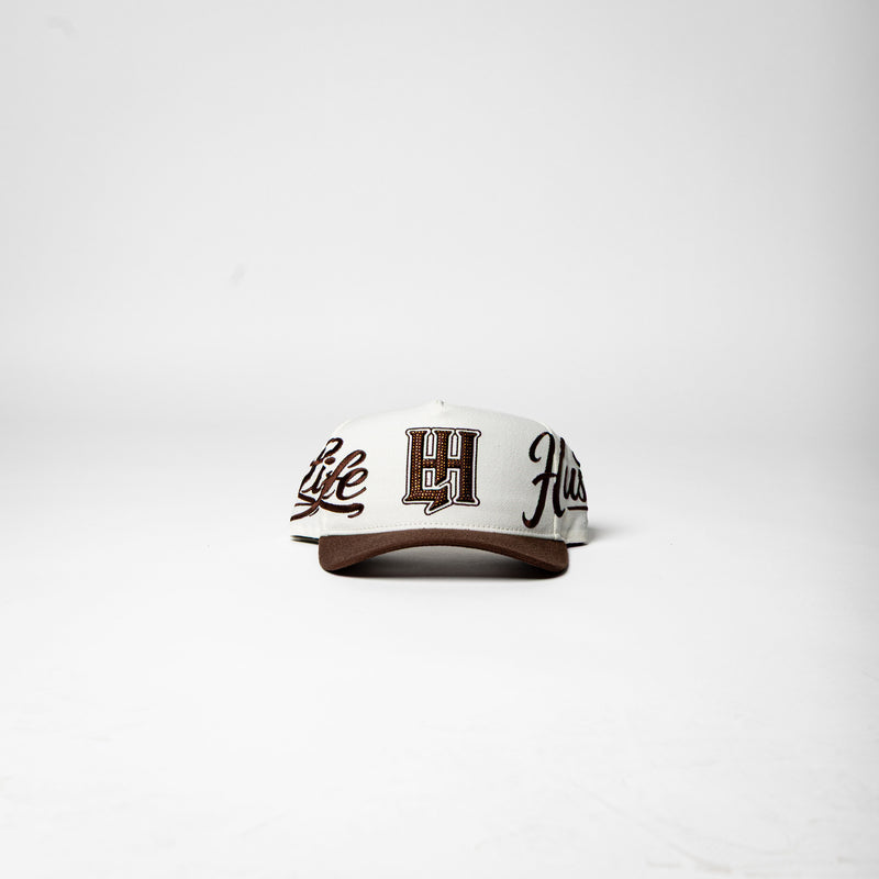 Life Hustlers SnapBack ( Cream / Brown )
