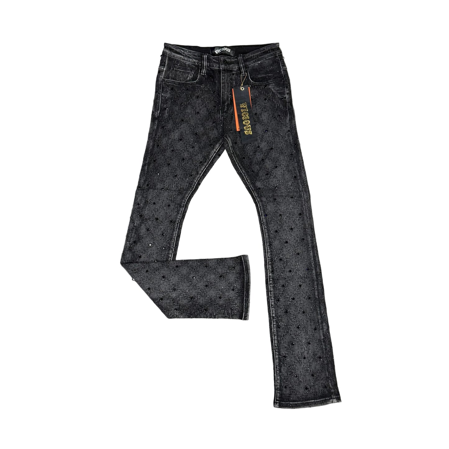 VICIOUS Black Rhinestone Flare