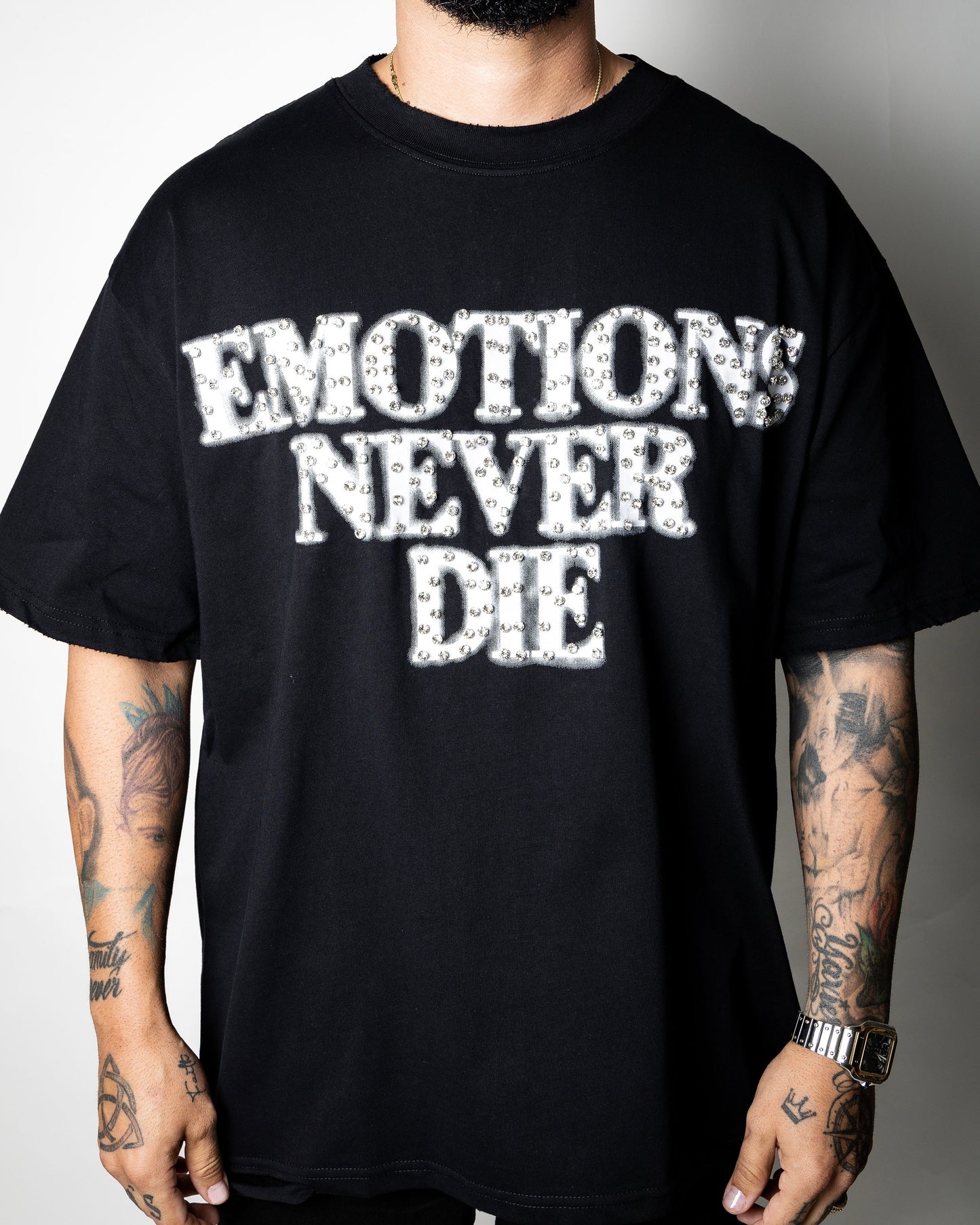 Mixed Emotion “ Black ” Rhinestone Tee