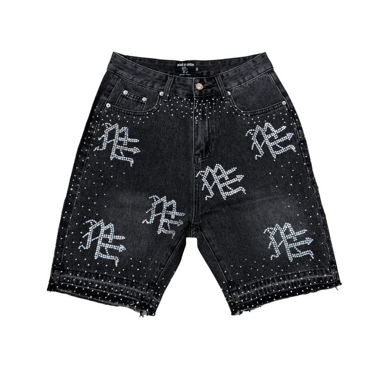 Mixed Emotion Black ME Rhinestones Denim