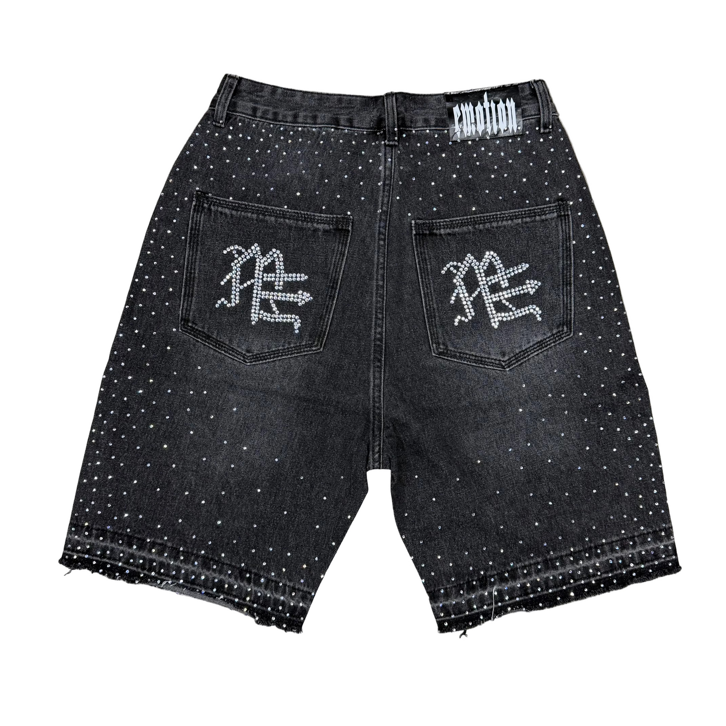 Mixed Emotion Black ME Rhinestones Denim