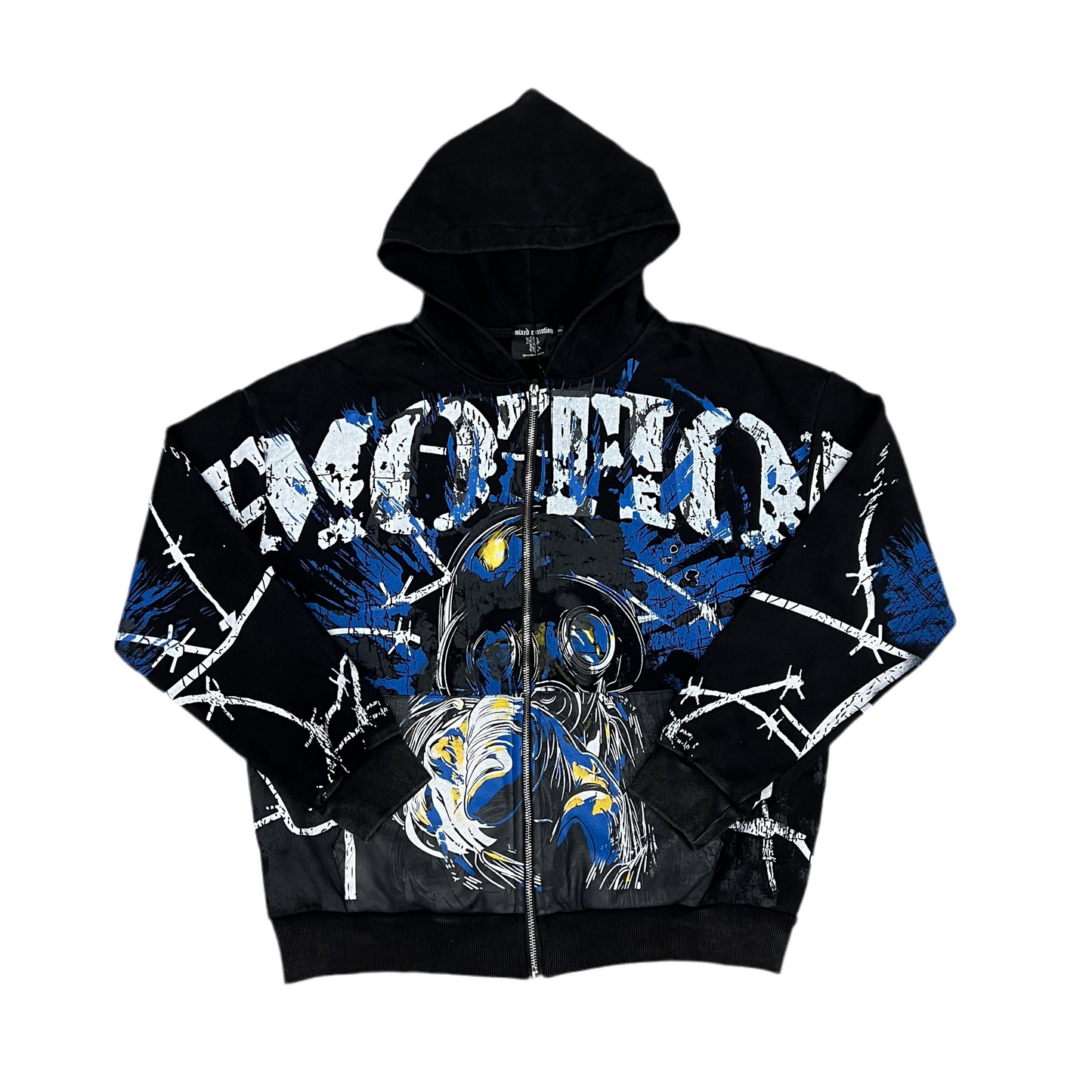 Mixed Emotion Zipper Hoodie [black/blue]