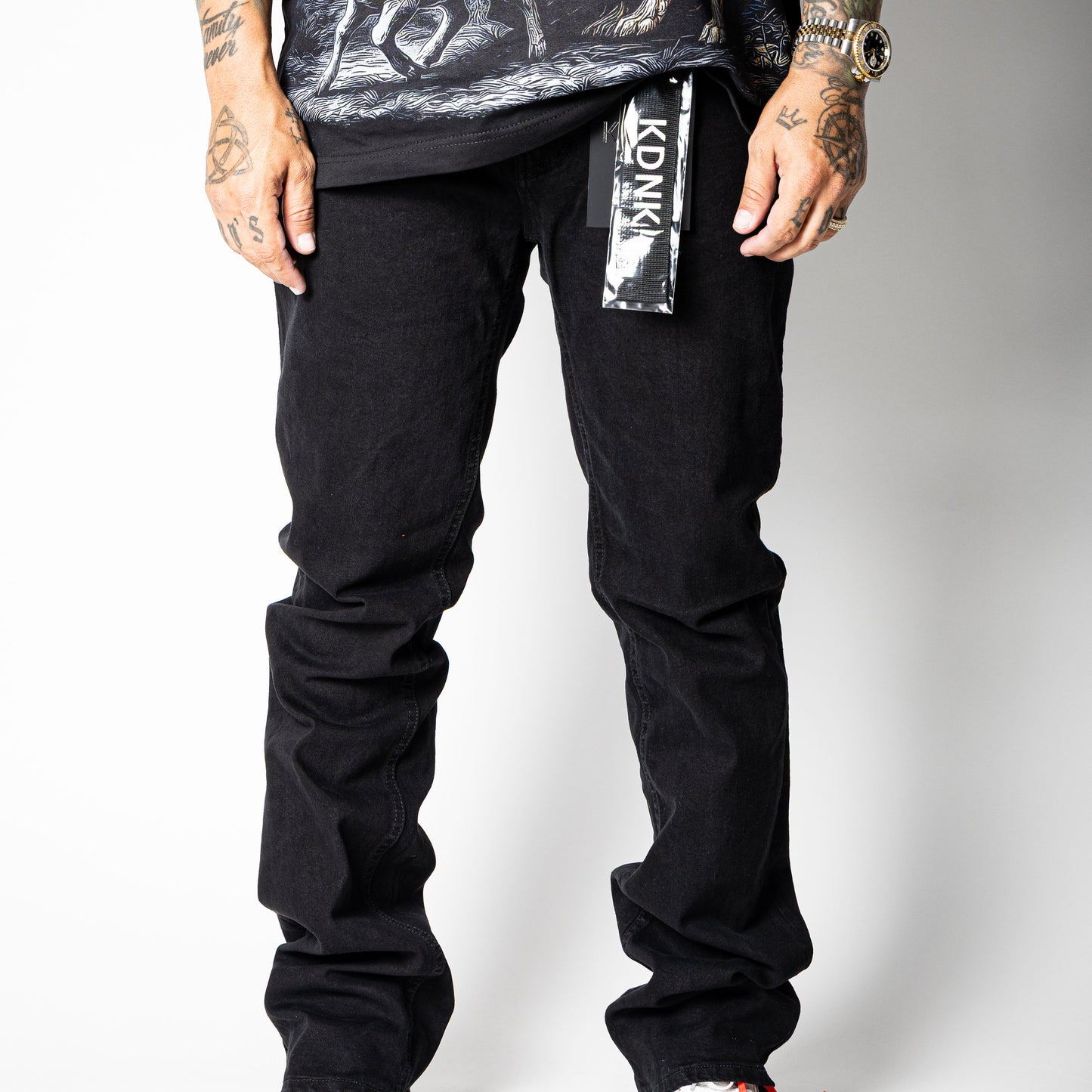 KDNK Jeans Skinny Flare Jet Black