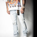 VICIOUS Ligth Blue Rhinestone + Pearl Flare Denim