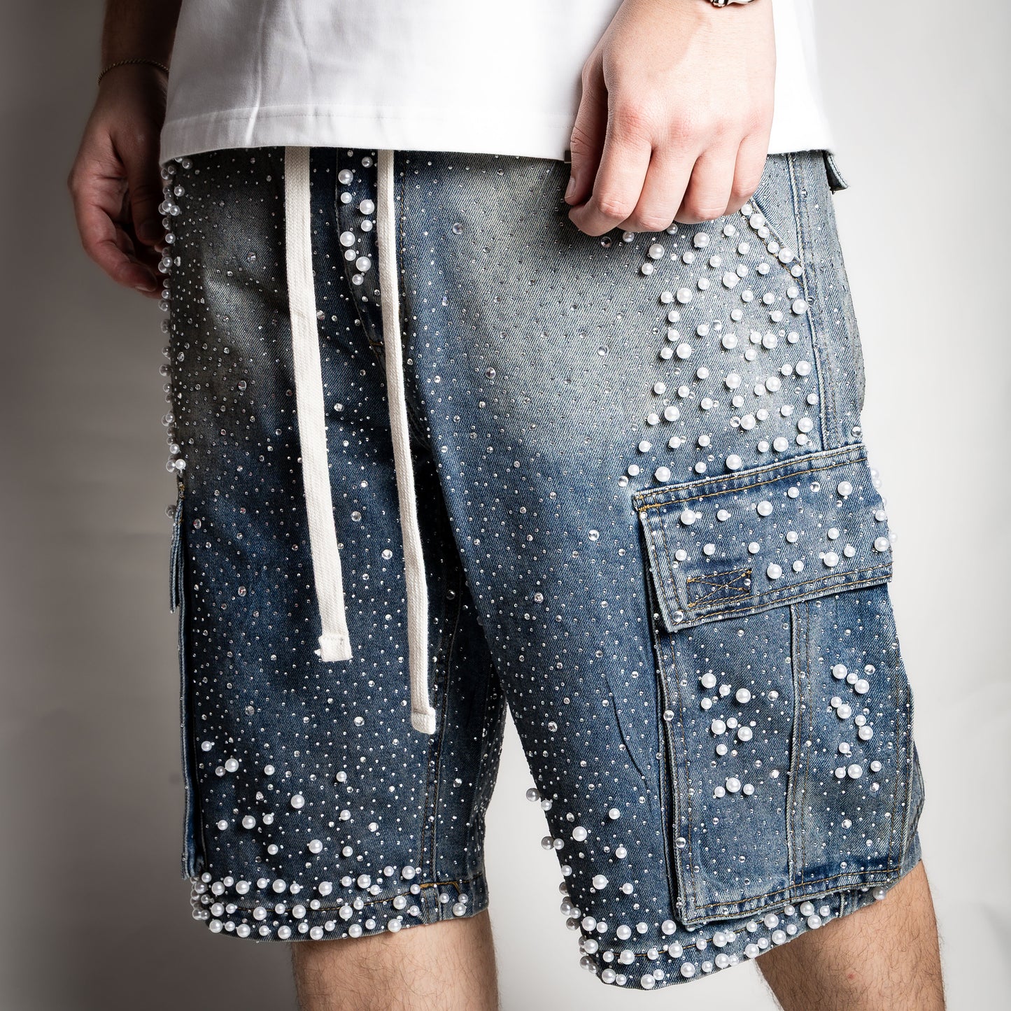 Rebel Pearl Shorts Jeans (blue)