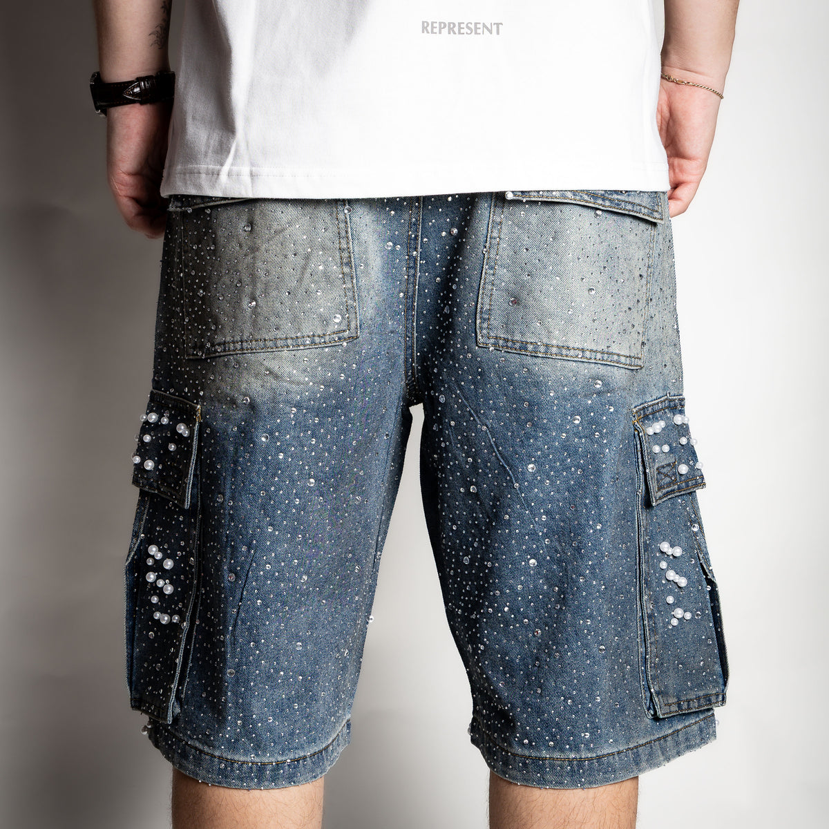 Rebel Pearl Shorts Jeans (blue)