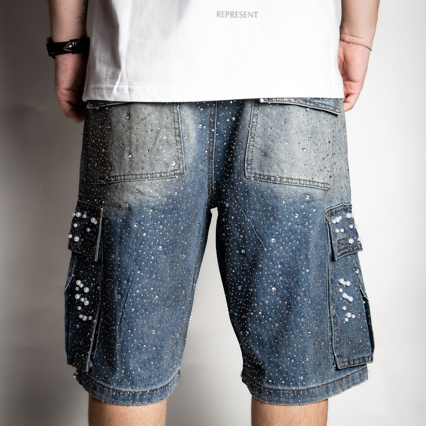 Rebel Pearl Shorts Jeans (blue)