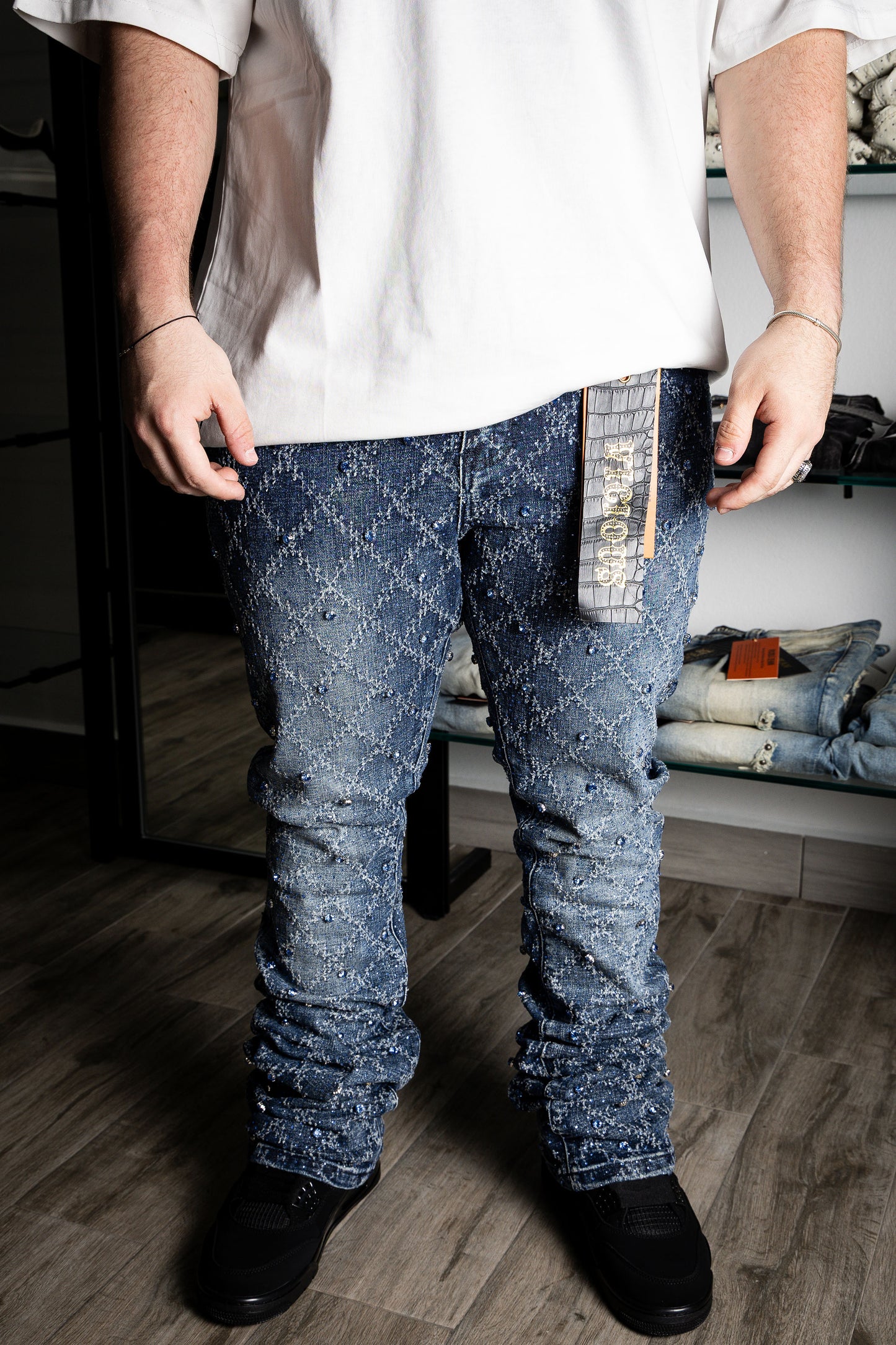 VICIOUS Dark Blue Rhinestone Flare