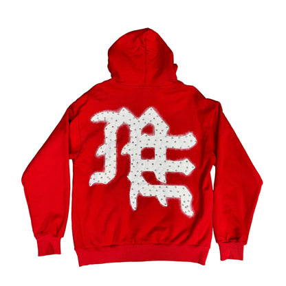 Mixed Emotion Red End Rhinestone Hoodie