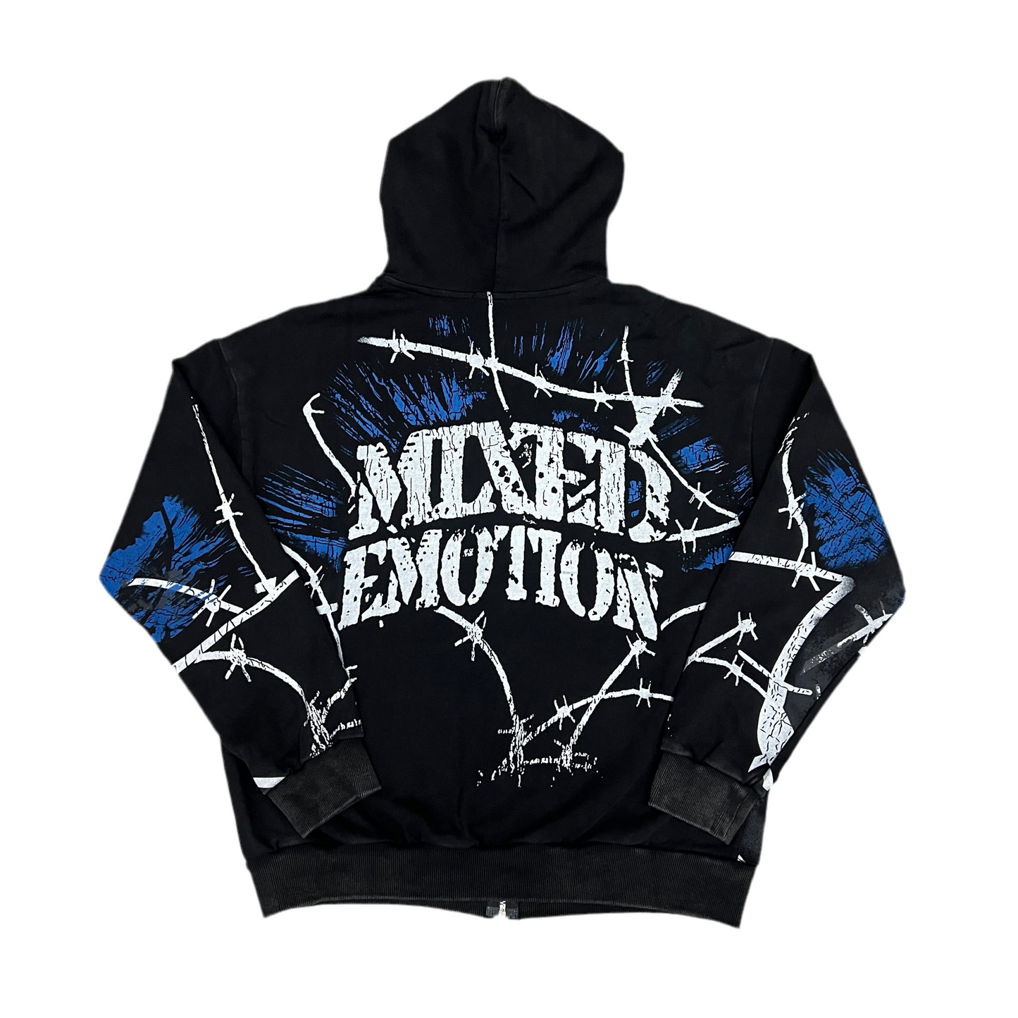 Mixed Emotion Zipper Hoodie [black/blue]