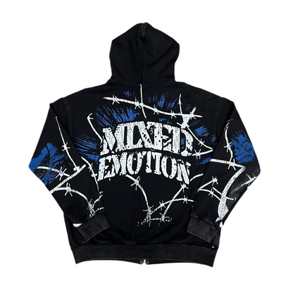 Mixed Emotion Zipper Hoodie [black/blue]