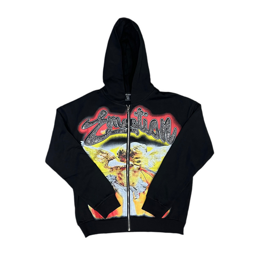 Mixed Emotion Zipper Hoodie [black/red]