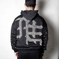 Mixed Emotion black End Pearl Rhinestone Hoodie