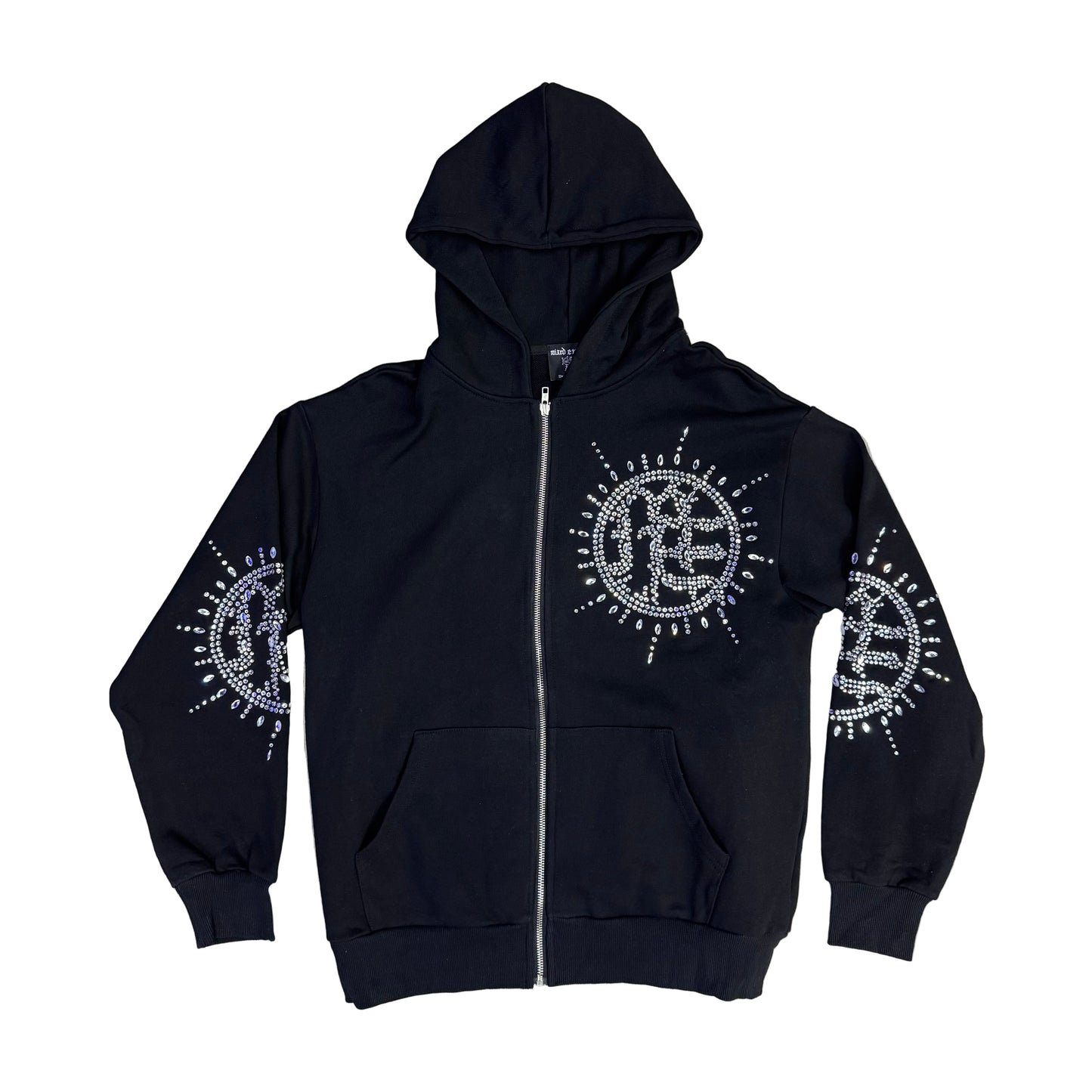 Mixed Emotion Black Hoodie Rhinestones