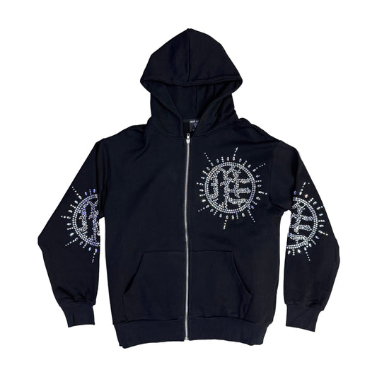 Mixed Emotion Black Hoodie Rhinestones
