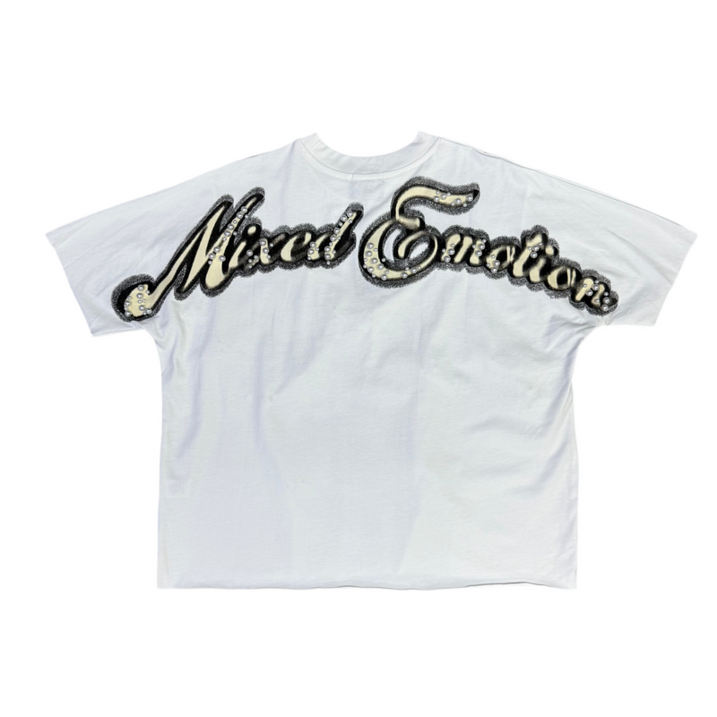 Mixed Emotion White Pearl Cropped Tee