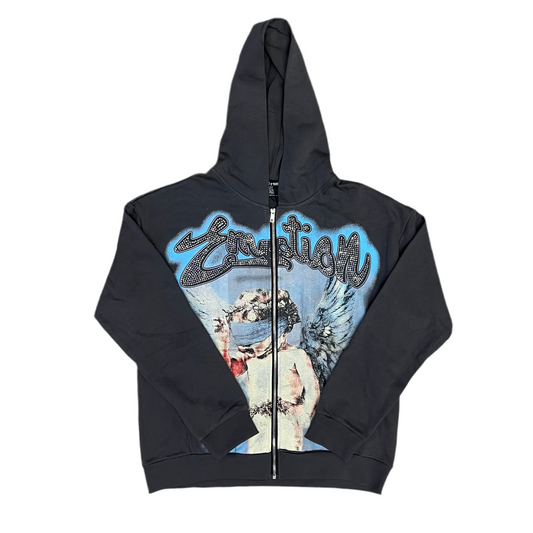 Mixed Emotion Zipper Hoodie [gray/blue]
