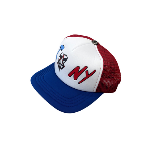 Chrom€ He@rts Stay I Love NY Trucker Hat [blue/red]