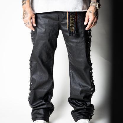 VICIOUS Coated Black Side Rhinestone Western Denim