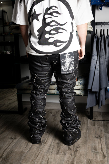 VICIOUS Coated Black Stitching Stone Flare