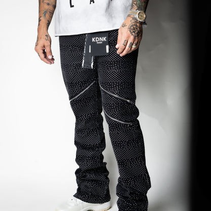 KDNK Rhinestone Zipper Pants [black]