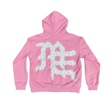 Mixed Emotion Pink End Rhinestone Hoodie