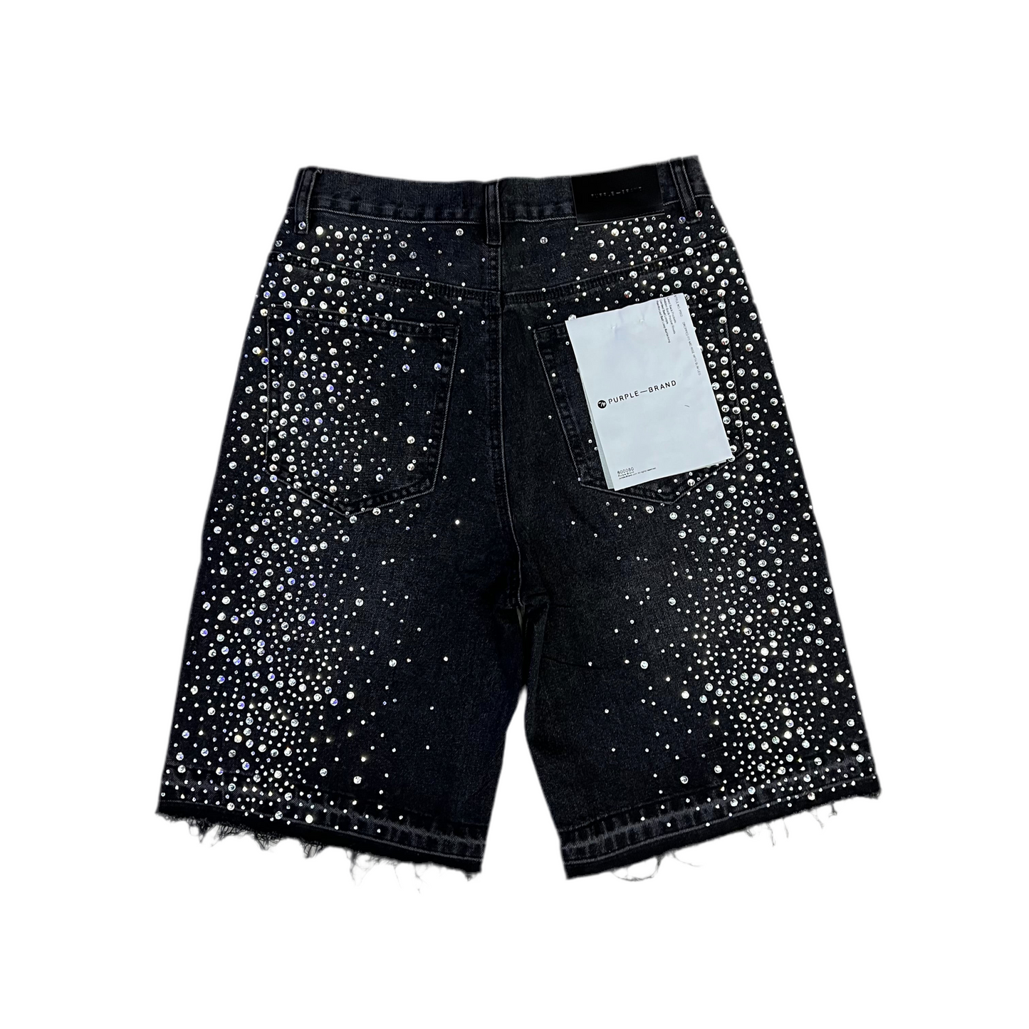Purple Rhinestones Shorts Jean [black 2]
