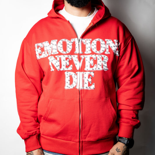 Mixed Emotion Red End Rhinestone Hoodie