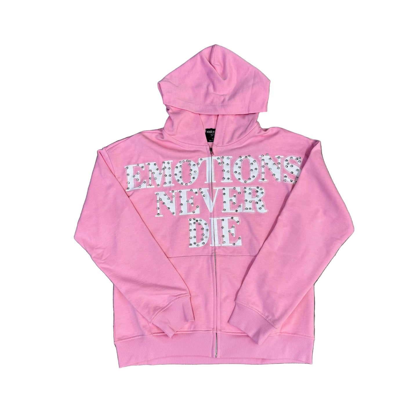 Mixed Emotion Pink End Rhinestone Hoodie