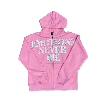 Mixed Emotion Pink End Rhinestone Hoodie