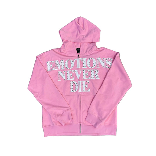 Mixed Emotion Pink End Rhinestone Hoodie