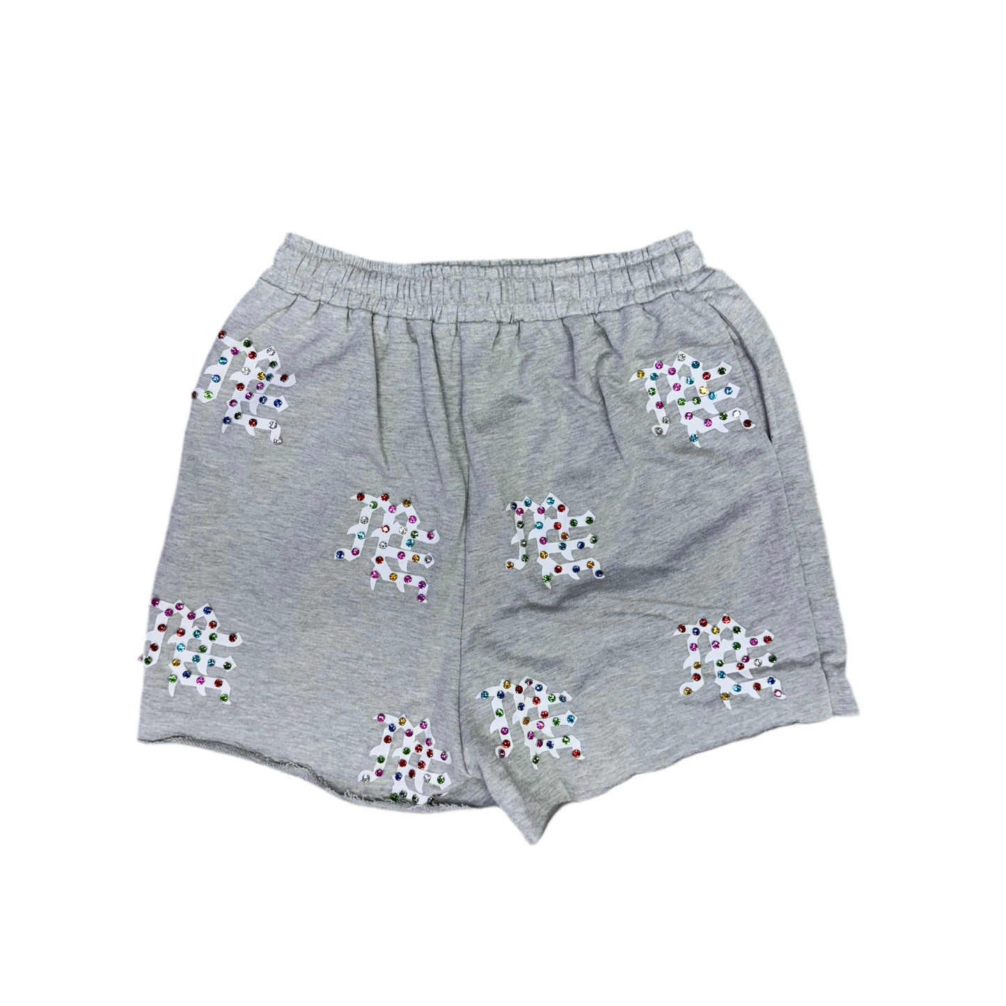 Mixed Emotion Gray Short Colors Rhinestone