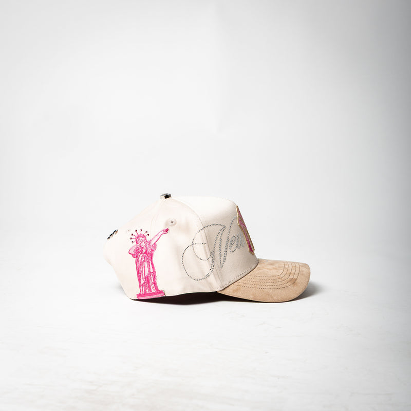 Cap Fans “ NEW YORK ” ( cream / pink / brown )