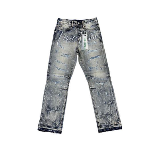 First Row Rhinestones Jean [blue]