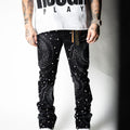 VICIOUS Black Embellished Rhinestone Stack Denim