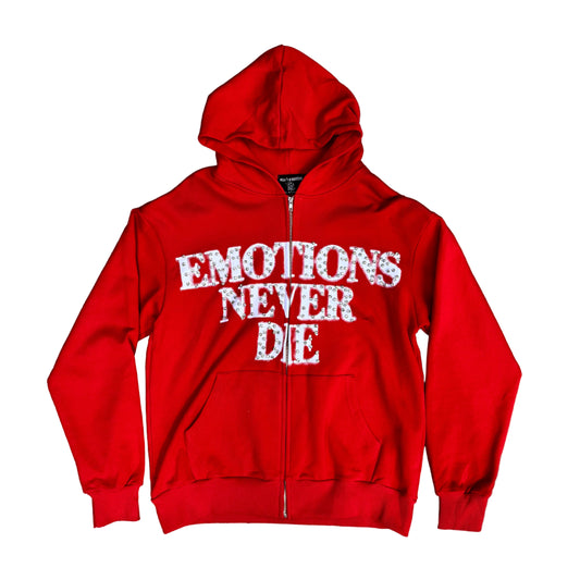 Mixed Emotion Red End Rhinestone Hoodie