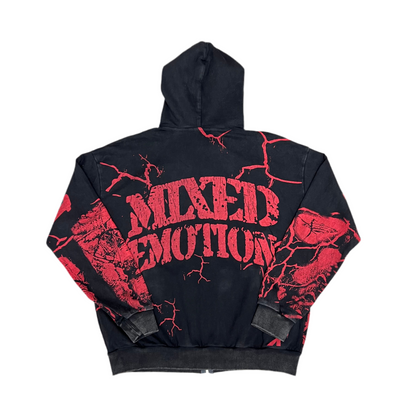 Mixed Emotion Zipper Hoodie [black/red]