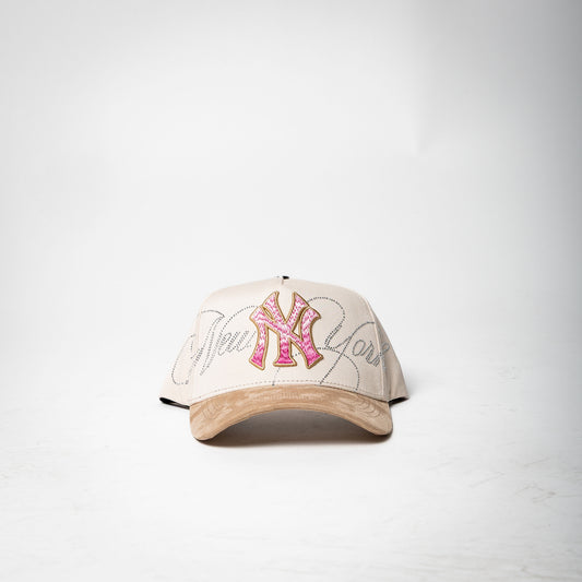 Cap Fans “ NEW YORK ” ( cream / pink / brown )