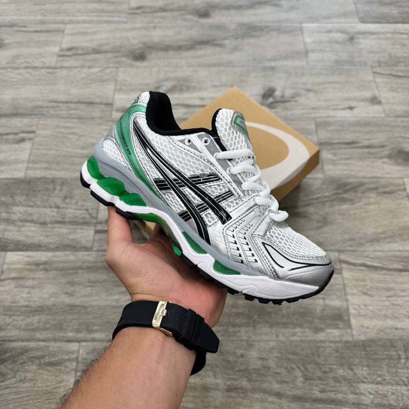 Asics Gel-Kayano 14 blanco y verde malaquita