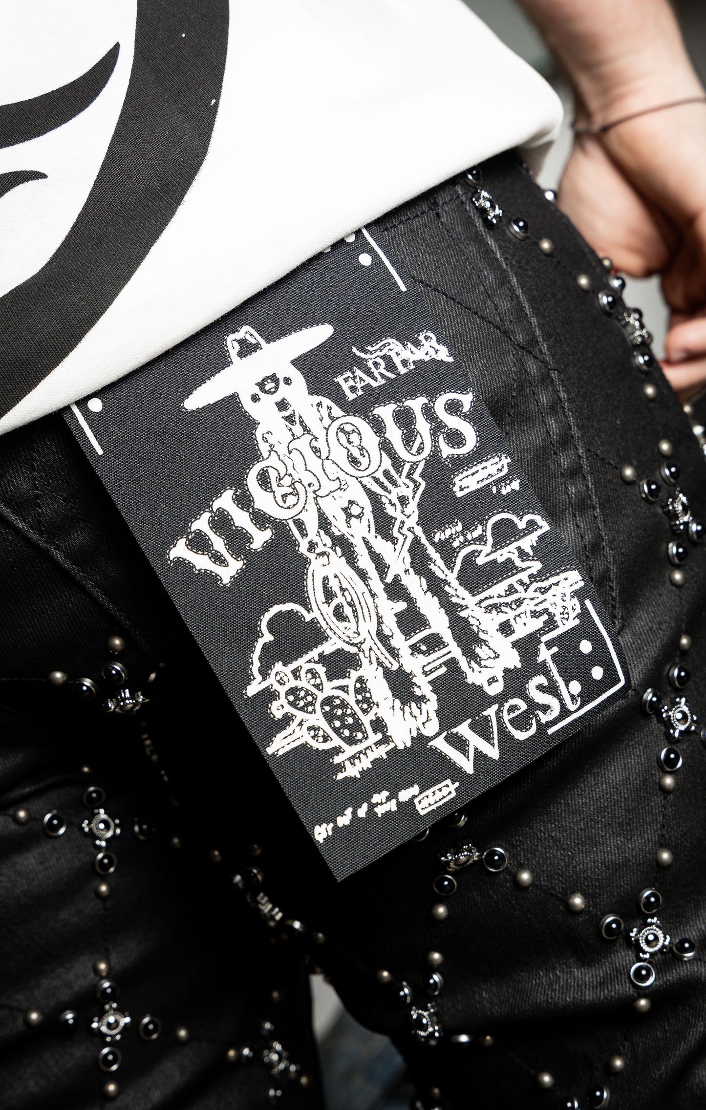 VICIOUS Coated Black Stitching Stone Flare