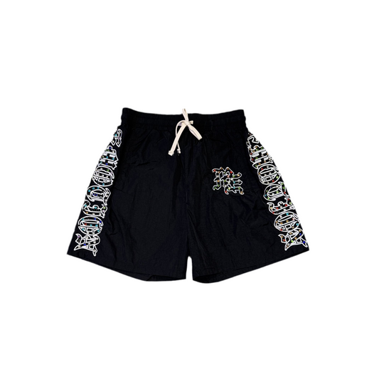 Mixed Emotion “Me” Nylon Rhinestones Shorts