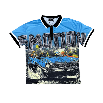 Mixed Emotion Blue Road Rage Button Up