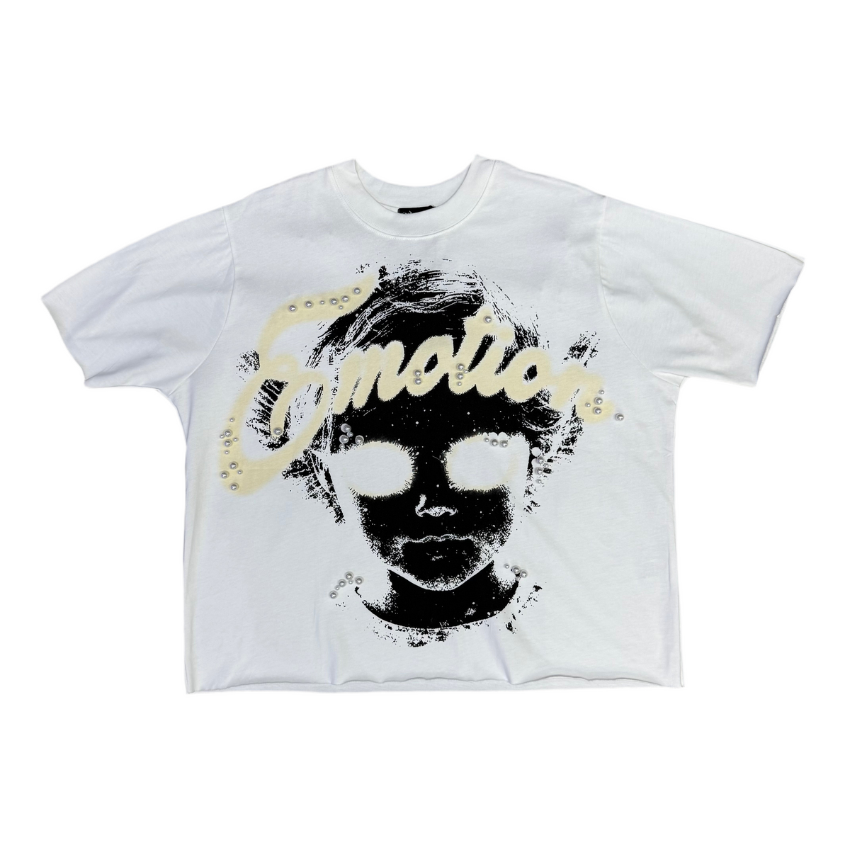 Mixed Emotion White Pearl Cropped Tee
