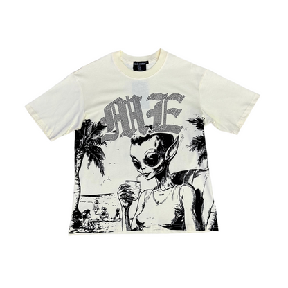 Mixed Emotion Cream Beach Rhinestone Tee