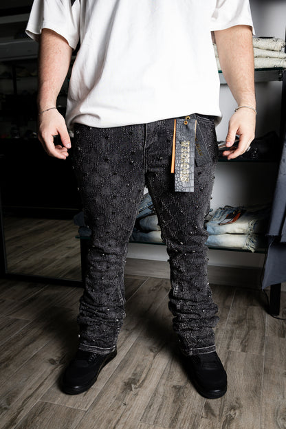 VICIOUS Black Rhinestone Flare